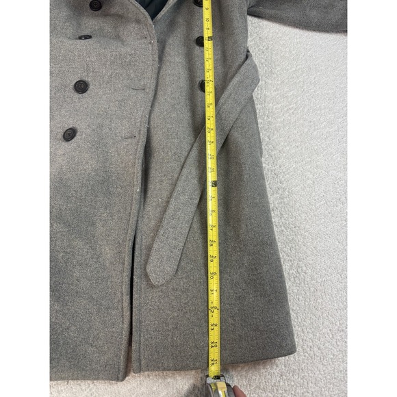 J Crew Coat Womens 0 Gray Wool Blend Double Breasted Belted Peacoat Classic - Picture 3 of 8